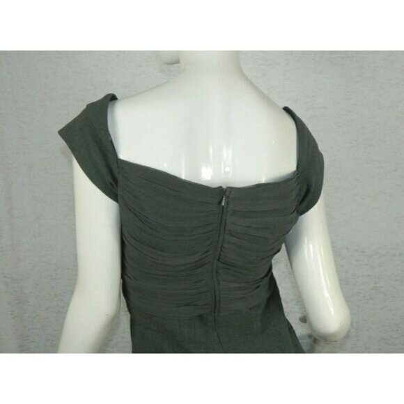 Black Halo Dress Gray Sleeveless Off The Shoulder  Midi V-Neck‎ Size 8 - Picture 4 of 8